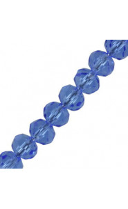 Faceted glass rondelle beads 4x3mm Light blue pearl shine coating